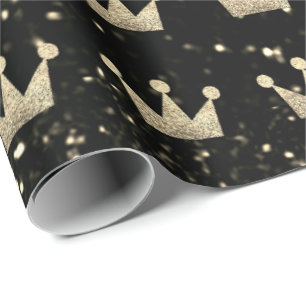 Papier Cadeau Parties scintillant des Couronnes Black Sparkly Go