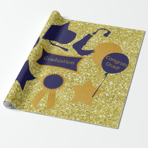 Papier Cadeau Parties scintillant des Faux de la Marine et de l'