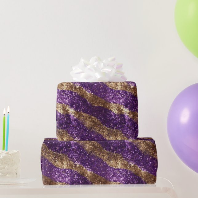Papier Cadeau Parties scintillant d'étincelle d'or pourpre Anniv (Cadeaux de fête)