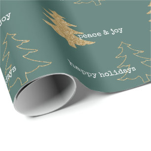 Papier Cadeau Parties scintillant d'or Citations de Noël Pine G
