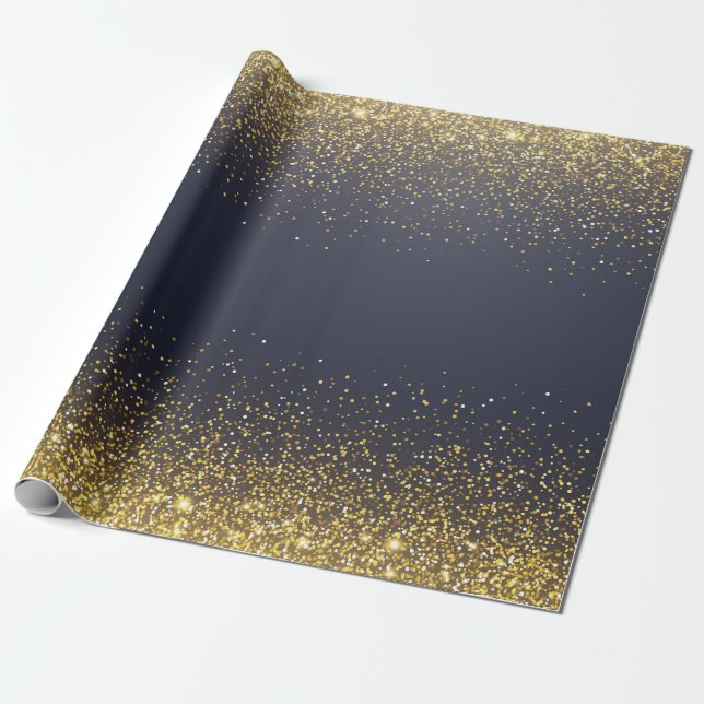 Papier Cadeau Parties scintillant d'or Confetti (Déroulé)