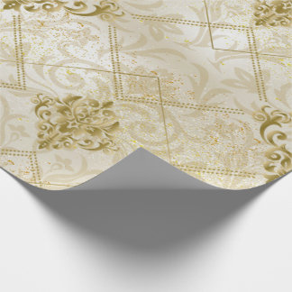 Papier Cadeau Parties scintillant d'or Damas Noël Noël Noël Noël