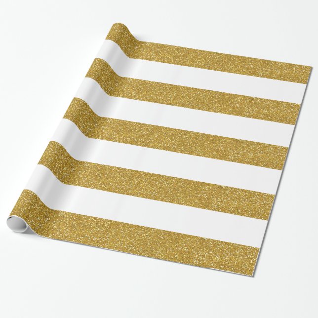 Papier Cadeau Parties scintillant d'or et papier d'emballage ray (Déroulé)