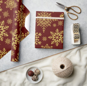Papier Cadeau Parties scintillant d'or étincelante flocons de ne