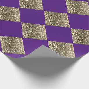 Papier Cadeau Parties scintillant d'or Métallic violet Abstrait 