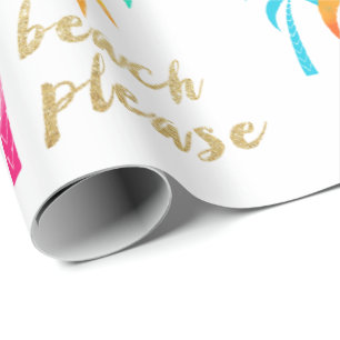 Papier Cadeau parties scintillant d'or "plage s'il vous plaît" 