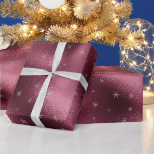 Papier Cadeau Parties scintillant d'or rouge Bourgogne