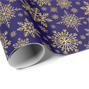 Papier Cadeau Parties scintillant d'or Snowflakes