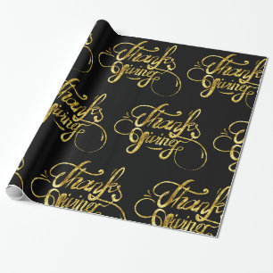 Papier Cadeau Parties scintillant d'or - Thanksgiving