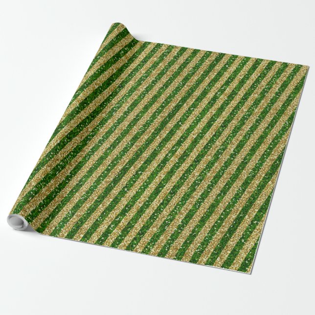 Papier Cadeau Parties scintillant d'or vert moderne Motif (Déroulé)