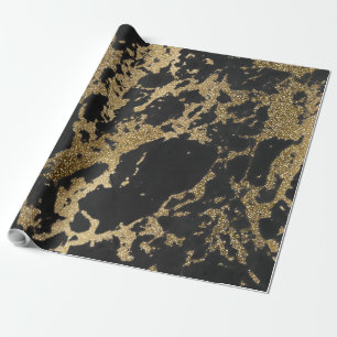 Papier Cadeau Parties scintillant dorée moderne Marbre noir