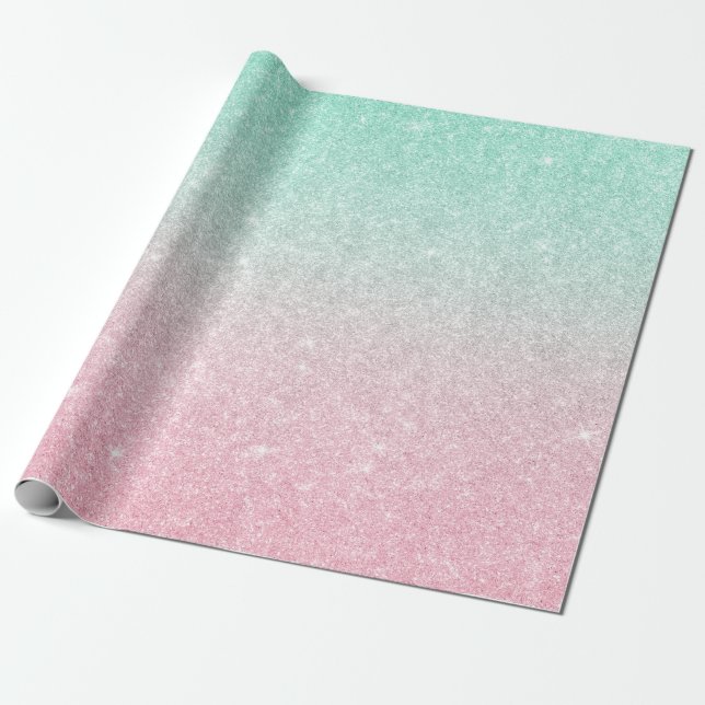 Papier Cadeau parties scintillant élégante de couleurs de sirène (Déroulé)