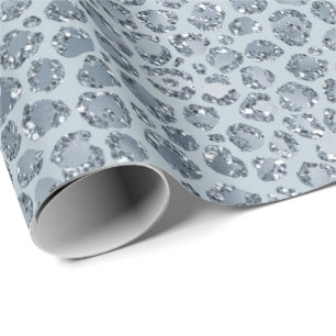 Papier Cadeau Parties scintillant Empreinte de léopard Denim Blu