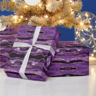 Papier cadeau Parties scintillant en marbre d'or v