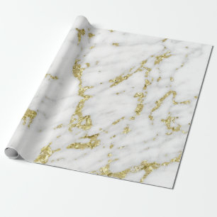 Papier Cadeau Parties scintillant en or gris blanc Carrara Marbr