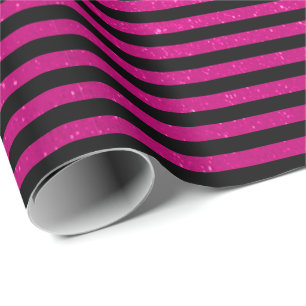 Papier Cadeau Parties scintillant en tripes rose et noire