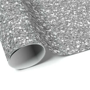 Papier Cadeau Parties scintillant en verre gris argenté avec un