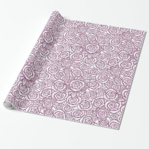Papier Cadeau Parties scintillant étincelante Roses pourpre
