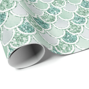Papier Cadeau Parties scintillant Girly Mint Pearl Mermaid