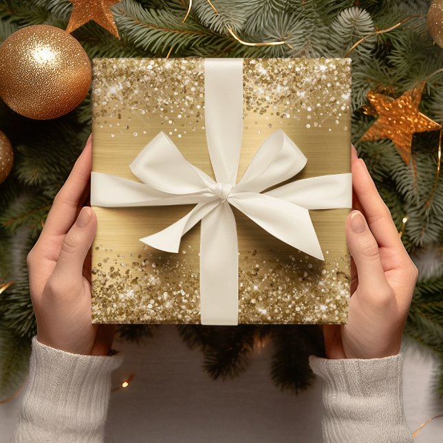 Papier Cadeau Parties scintillant Gold Faux Foil (Glitter Gold Faux Foil Wrapping Paper)