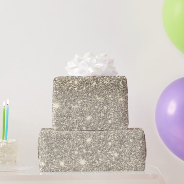 Papier Cadeau Parties scintillant gris moderne éclabousser Nom p (Cadeaux de fête)