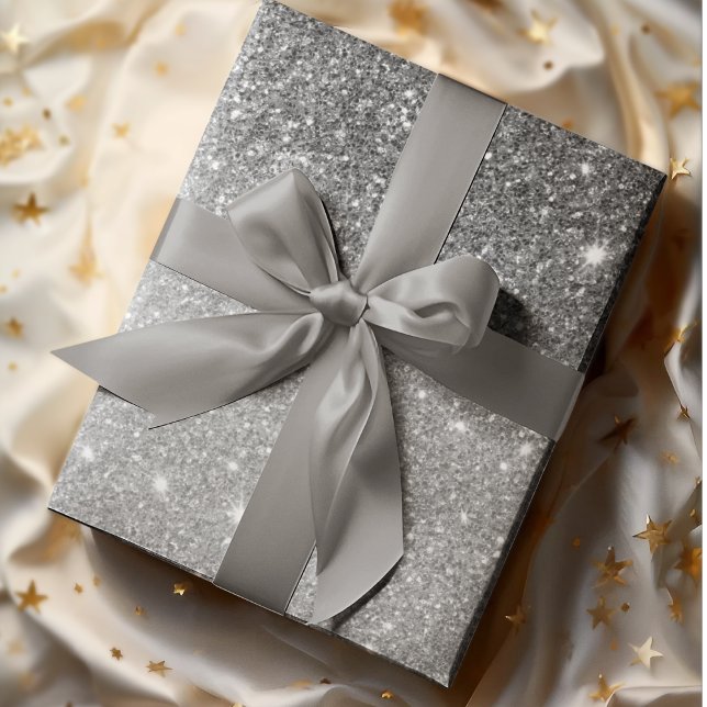 Papier Cadeau Parties scintillant gris moderne éclabousser Nom p (Créateur téléchargé)