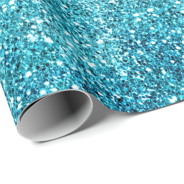 Papier Cadeau Parties scintillant Mermaid Aqua Glitz (Coin rond)