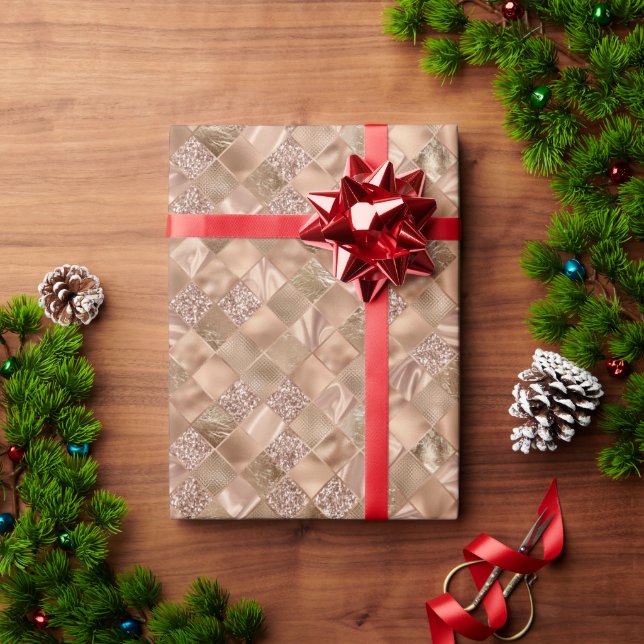 Papier Cadeau Parties scintillant métal or Fête brillante Noël (Cadeau de vacances)