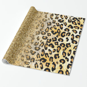 Papier Cadeau Parties scintillant moderne Leopard Motif Gold  Om