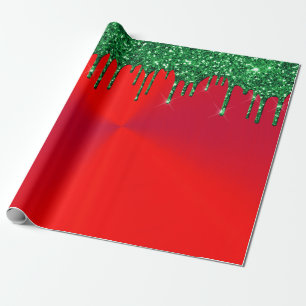 Papier Cadeau Parties scintillant modernes en métal rouge vert
