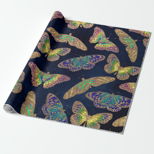 Papier Cadeau Parties scintillant Motif d'aquarelle marine