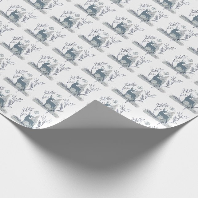 Papier Cadeau Parties scintillant neigeuse Deer Winter Solstice  (Coin)