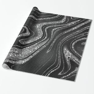 Papier Cadeau Parties scintillant Noire Et Argent Plus Brillante