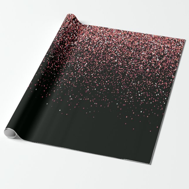 Papier Cadeau Parties scintillant noire et rose (Déroulé)
