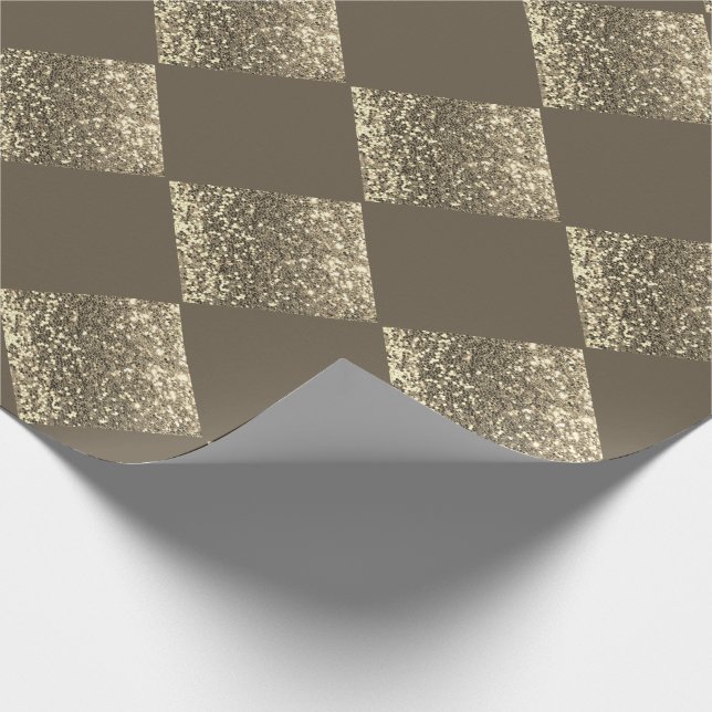 Papier Cadeau Parties scintillant or Brown Abstrait chic (Coin)
