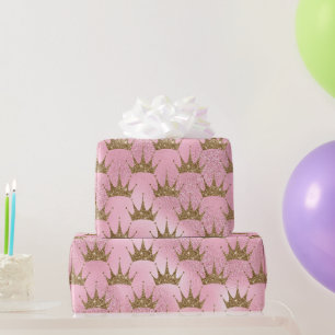 Papier Cadeau Parties scintillant or et rose
