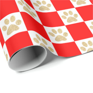 Papier Cadeau Parties scintillant or mignonne Empreinte de patte