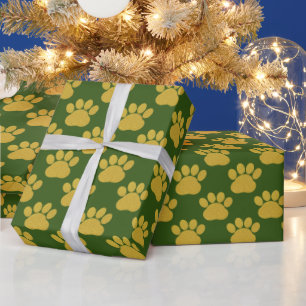 Papier Cadeau Parties scintillant Or mignonne Empreintes de patt