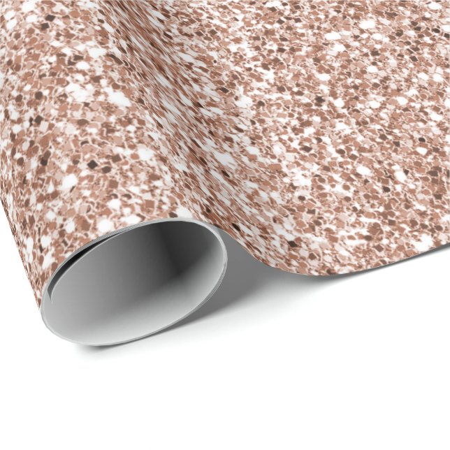 Papier Cadeau Parties scintillant Peach Rose Gold Luxe  (Coin rond)