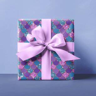 Papier Cadeau Parties scintillant rose bleu étincelante  sirène 