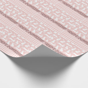 Papier Cadeau Parties scintillant rose En vichy lapins patinés