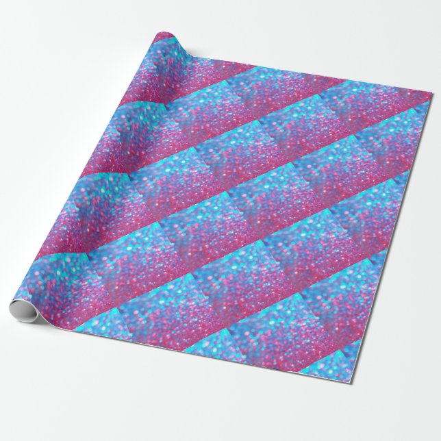 Papier Cadeau Parties scintillant rose et bleu étincelle (Déroulé)