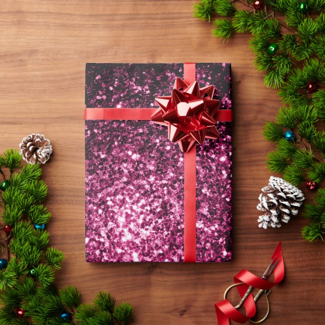Papier Cadeau Parties scintillant rose foncé brillant (Cadeau de vacances)