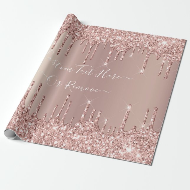 Papier Cadeau Parties scintillant rose Gold Blush - Votre texte (Déroulé)