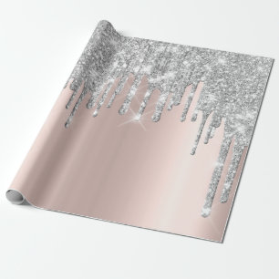 Papier Cadeau Parties scintillant Rose gris or Blush Étincelle  