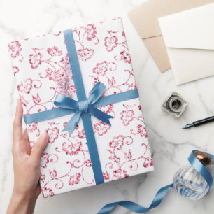 Papier Cadeau Parties scintillant rose romantique Floral