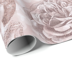 Papier Cadeau Parties scintillant rose Rose Bokeh Floral Faux Bl