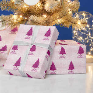 Papier Cadeau Parties scintillant rose vif moderne Arbre de Noël