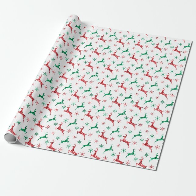 Papier Cadeau Parties scintillant rouge et verte (Déroulé)