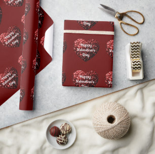 Papier Cadeau Parties scintillant rouge étincelle Heureuse Saint